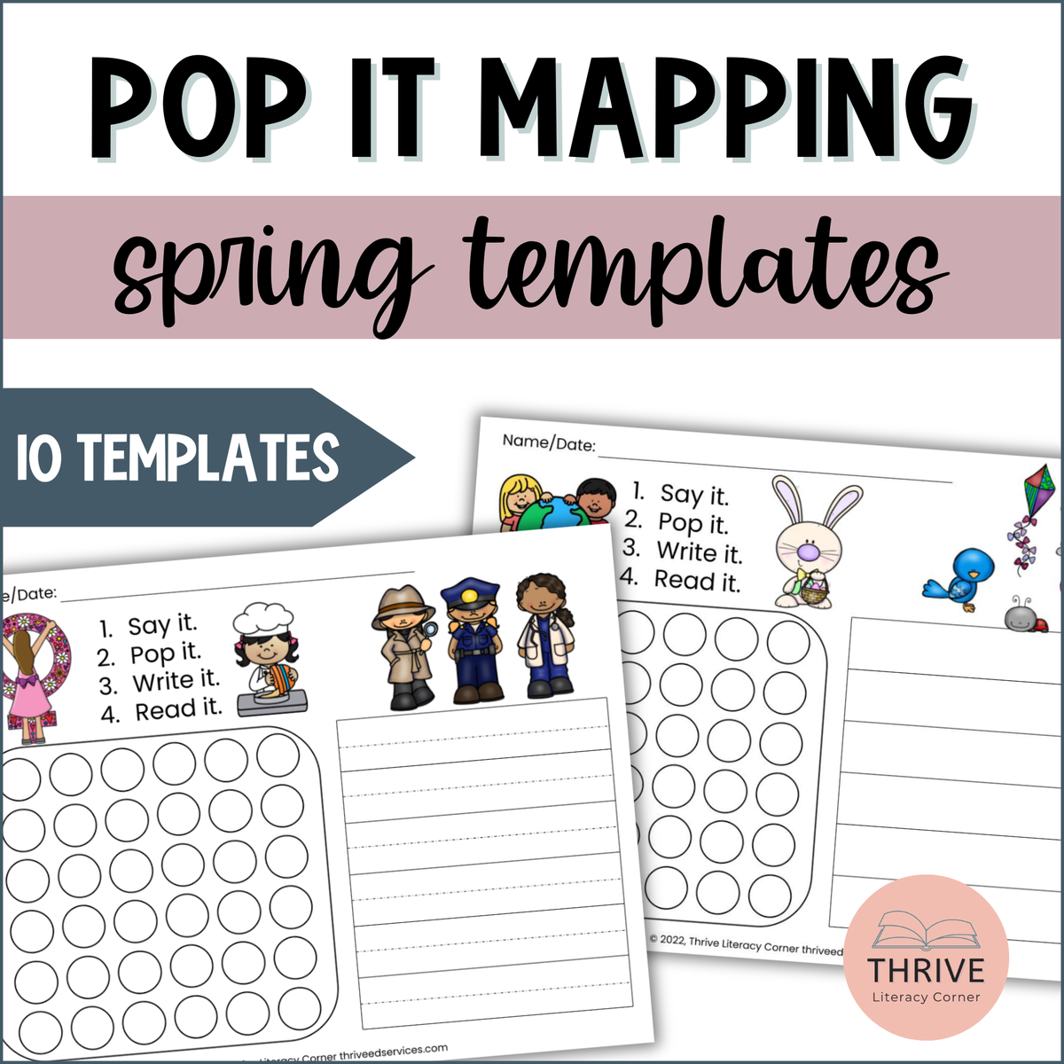 Spring Pop It Word Mapping Templates