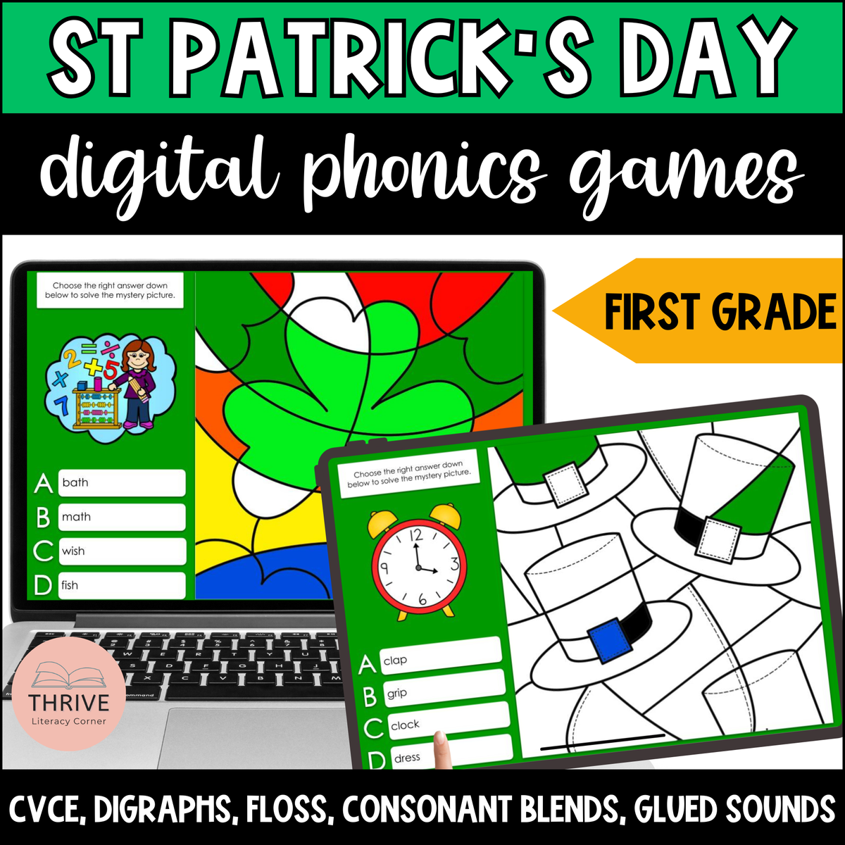 St. Patrick's Day Phonics Digital Games 1st Grade