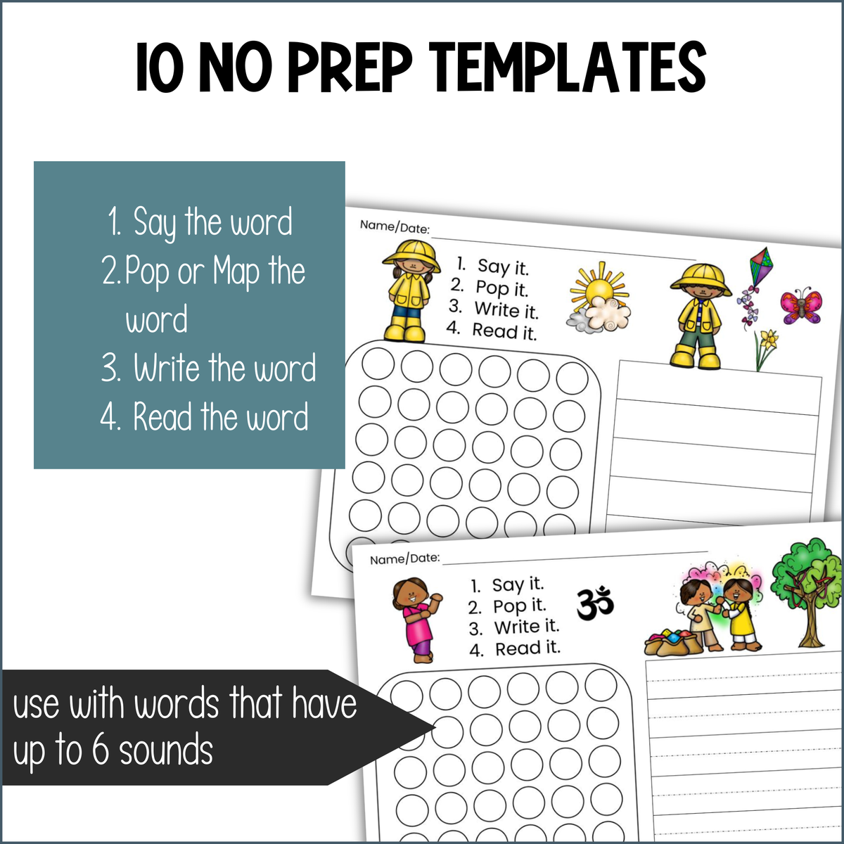 Spring Pop It Word Mapping Templates
