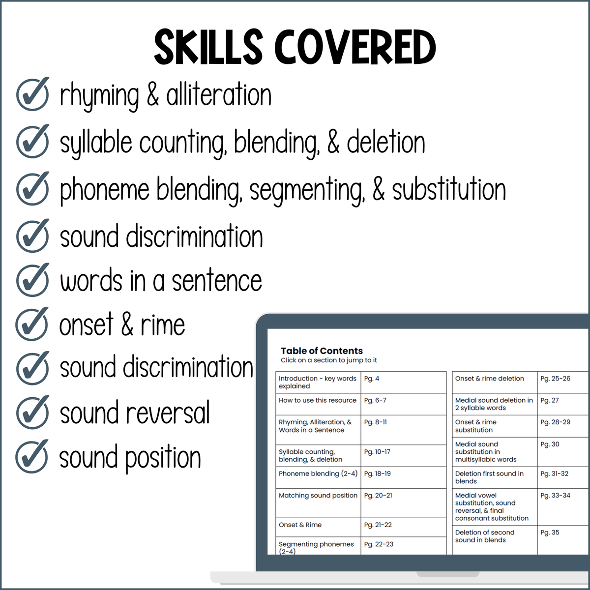 skills included in phonemic awareness task cards
