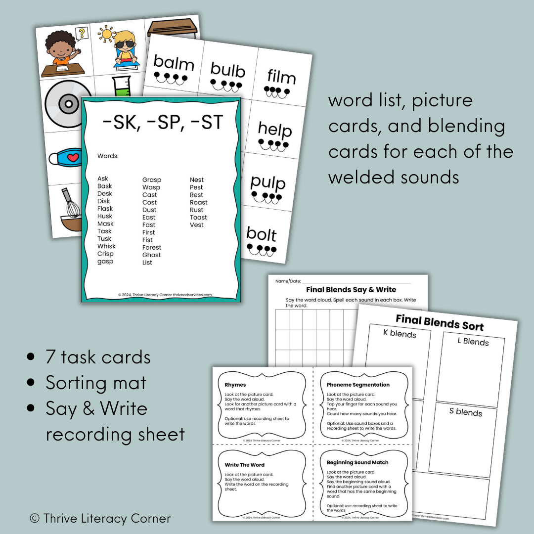 Final Consonant Blends Segmenting & Blending Cards 2