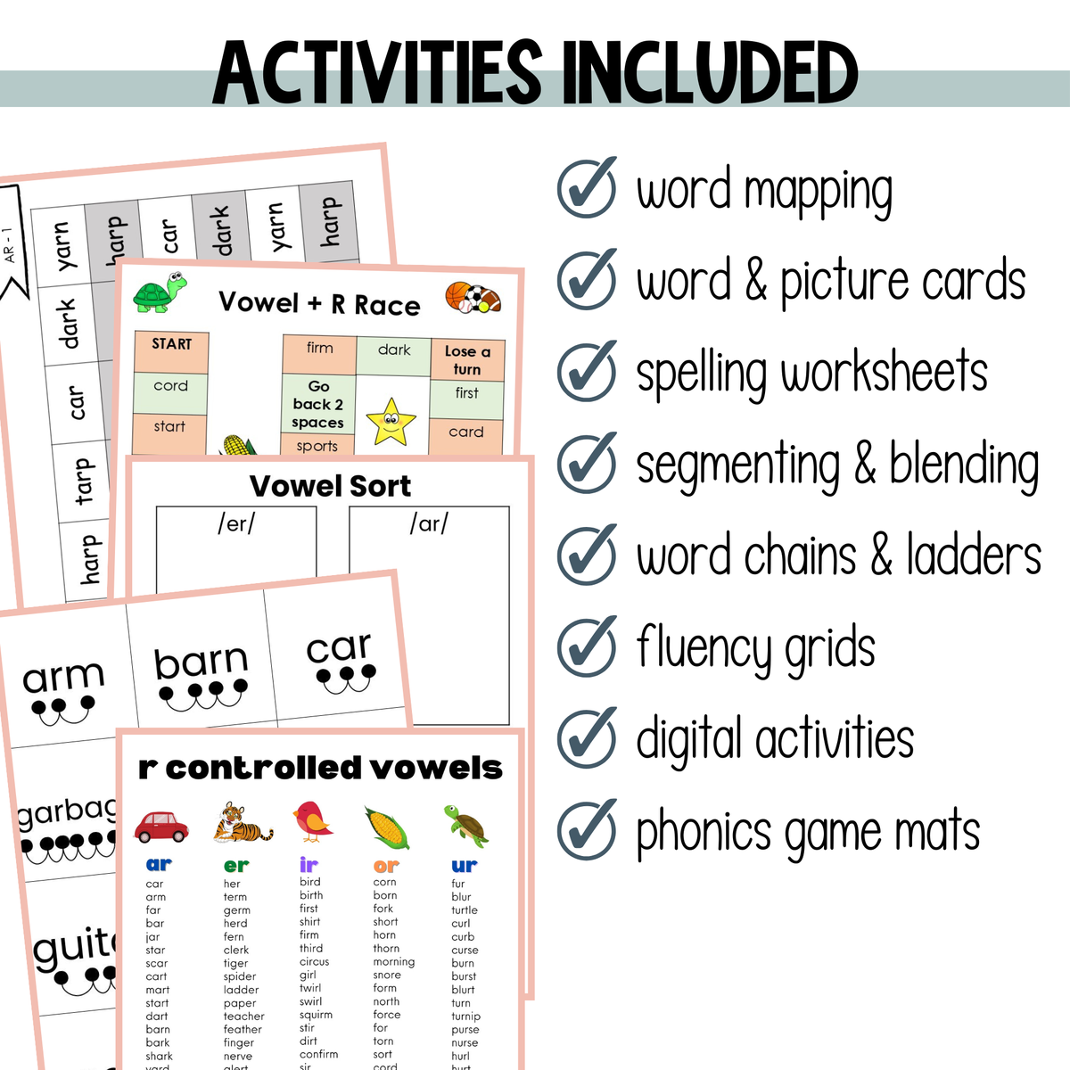 R Controlled Vowels Bossy R Worksheets, Activities, and Centers BUNDLE