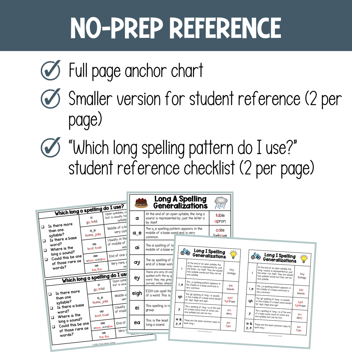 Spelling Generalizations Charts for Long Vowels