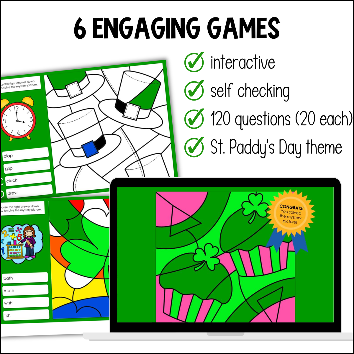 St. Patrick's Day Phonics Digital Games 1st Grade