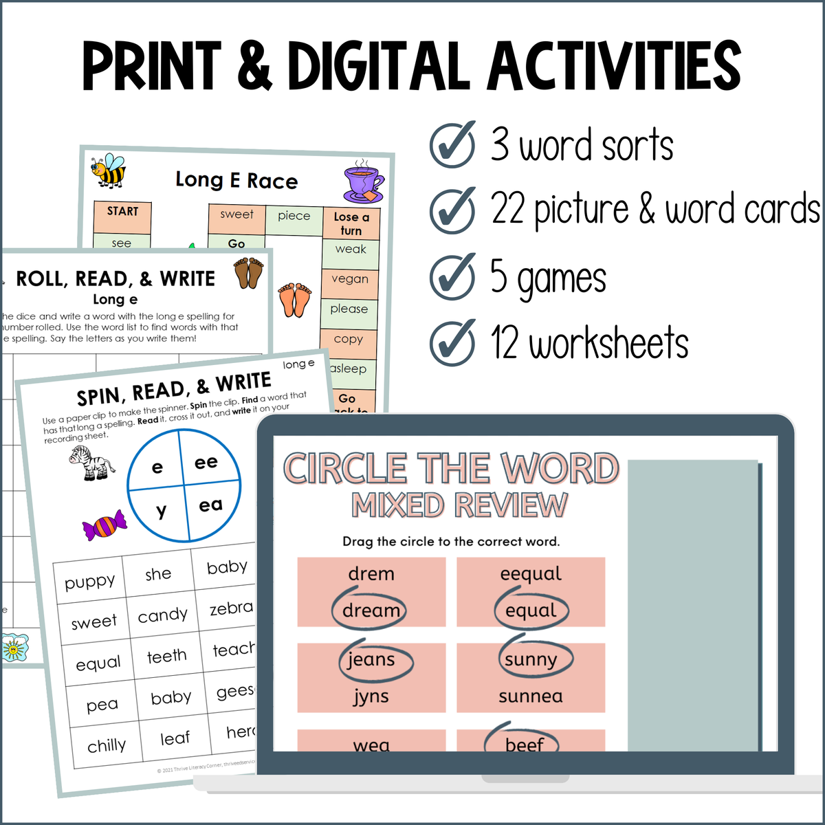 Long E Worksheets & Activities - Long E Words