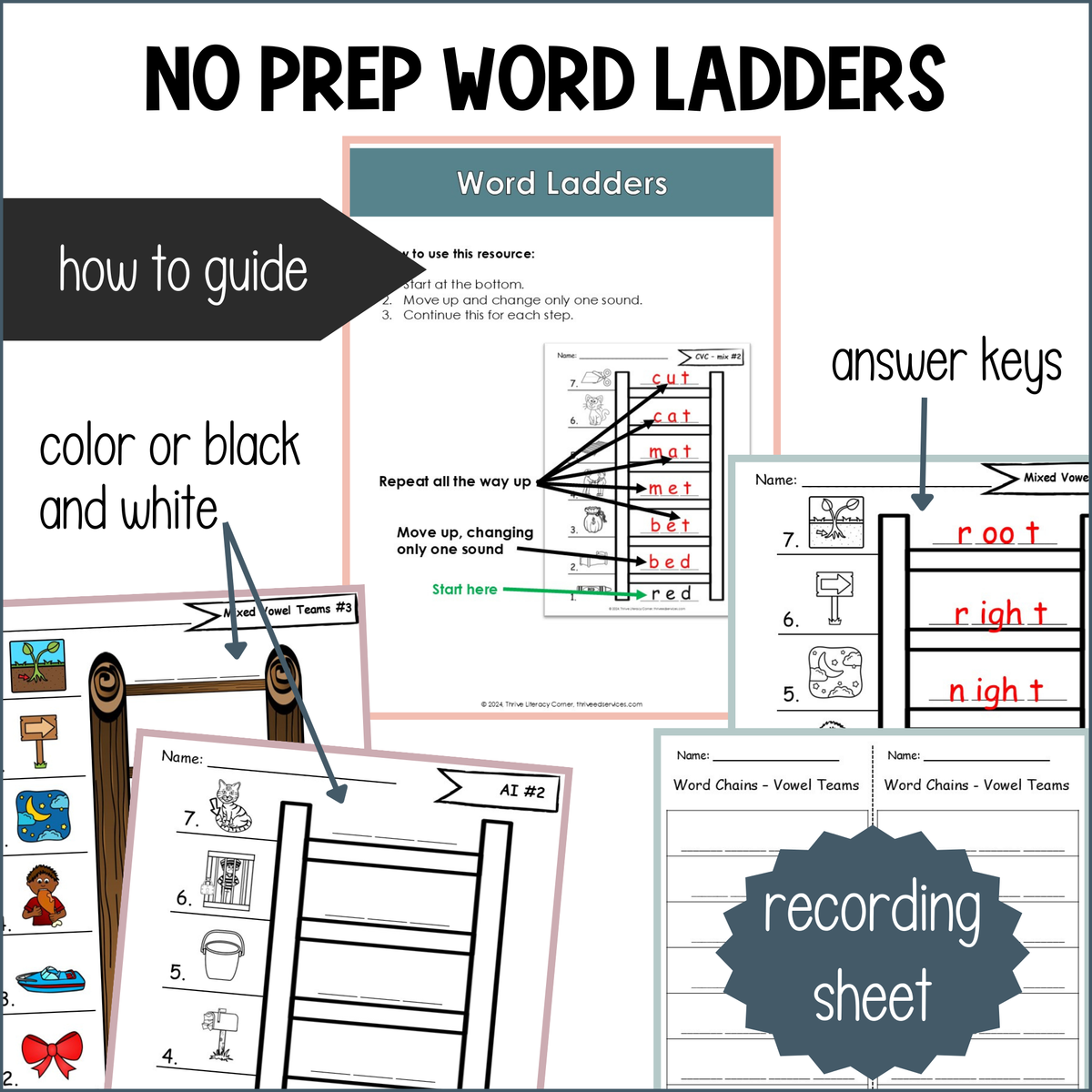 Vowel Team Word Chains & Word Ladders