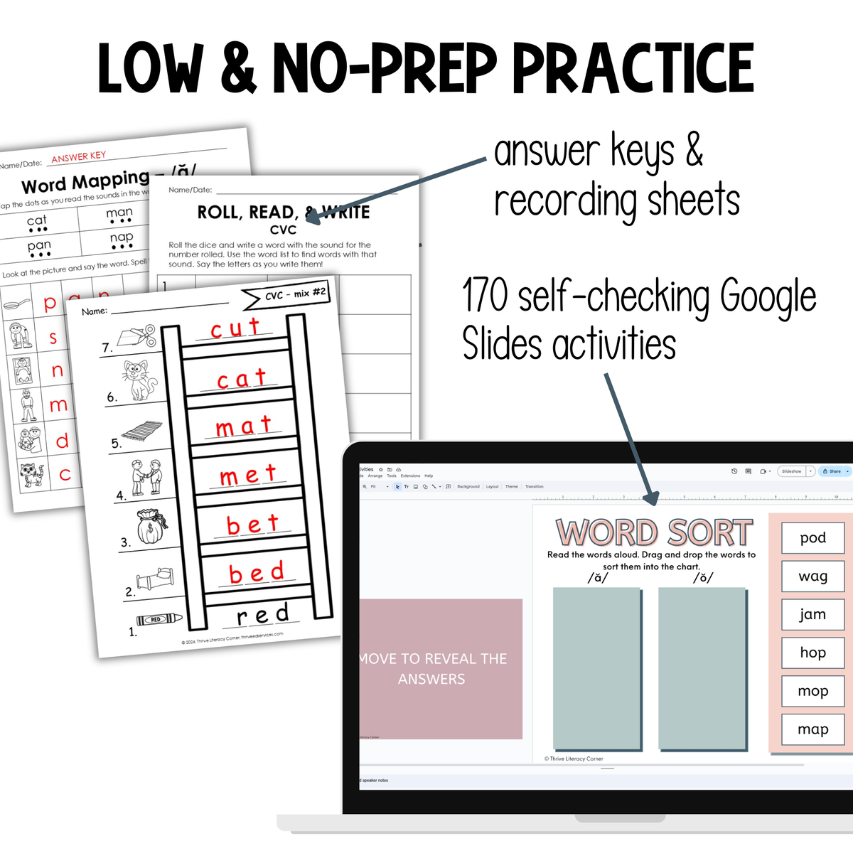 CVC Short Vowel Activities, Worksheets, and Centers BUNDLE