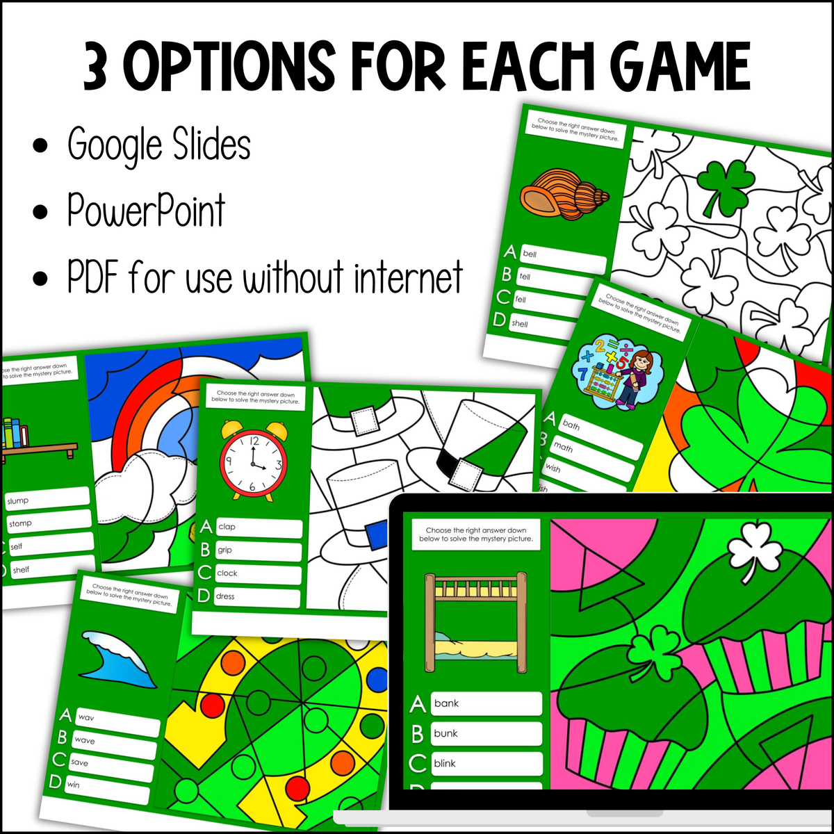 St. Patrick's Day Phonics Digital Games 1st Grade
