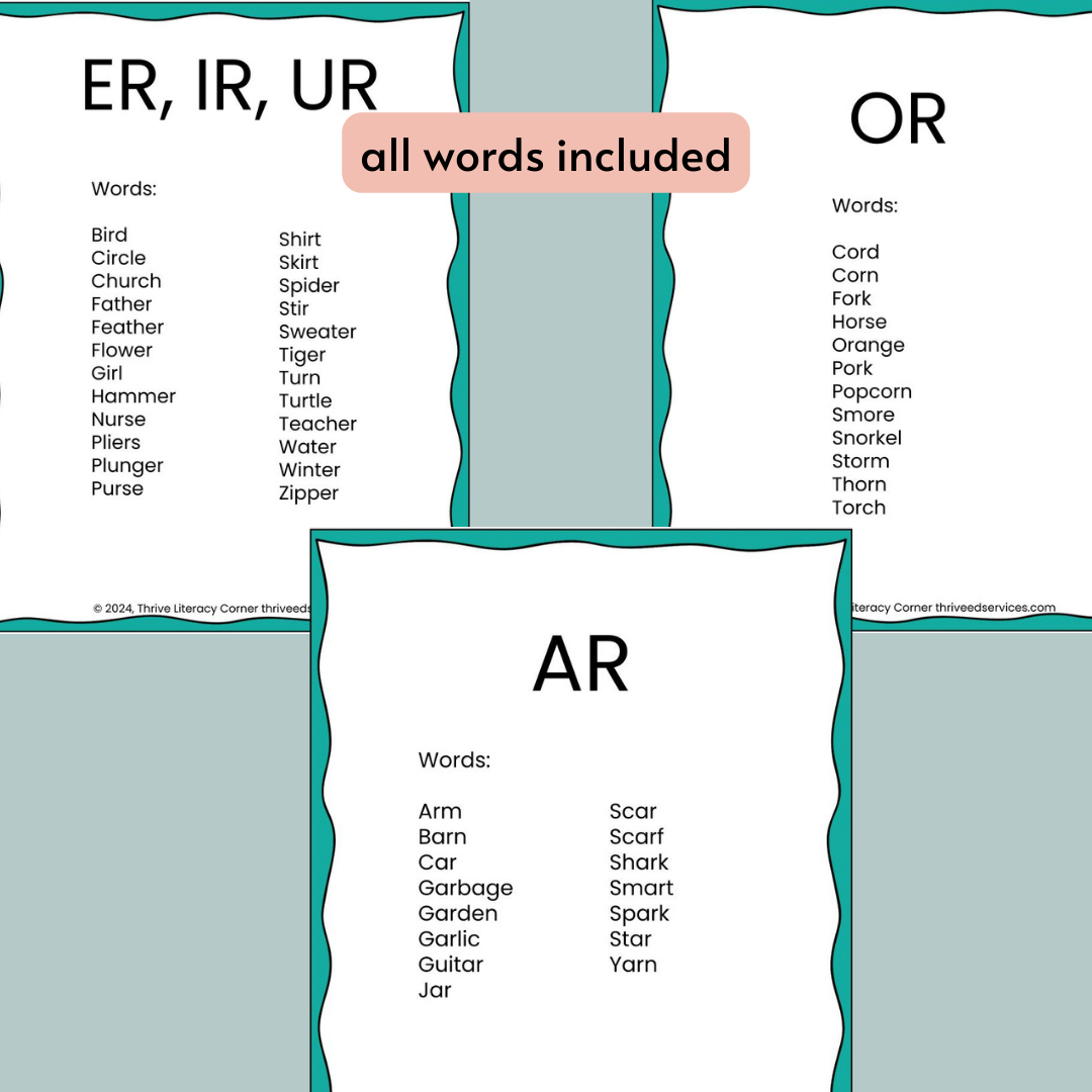 R Controlled Vowels Segmenting & Blending Cards - printable 2