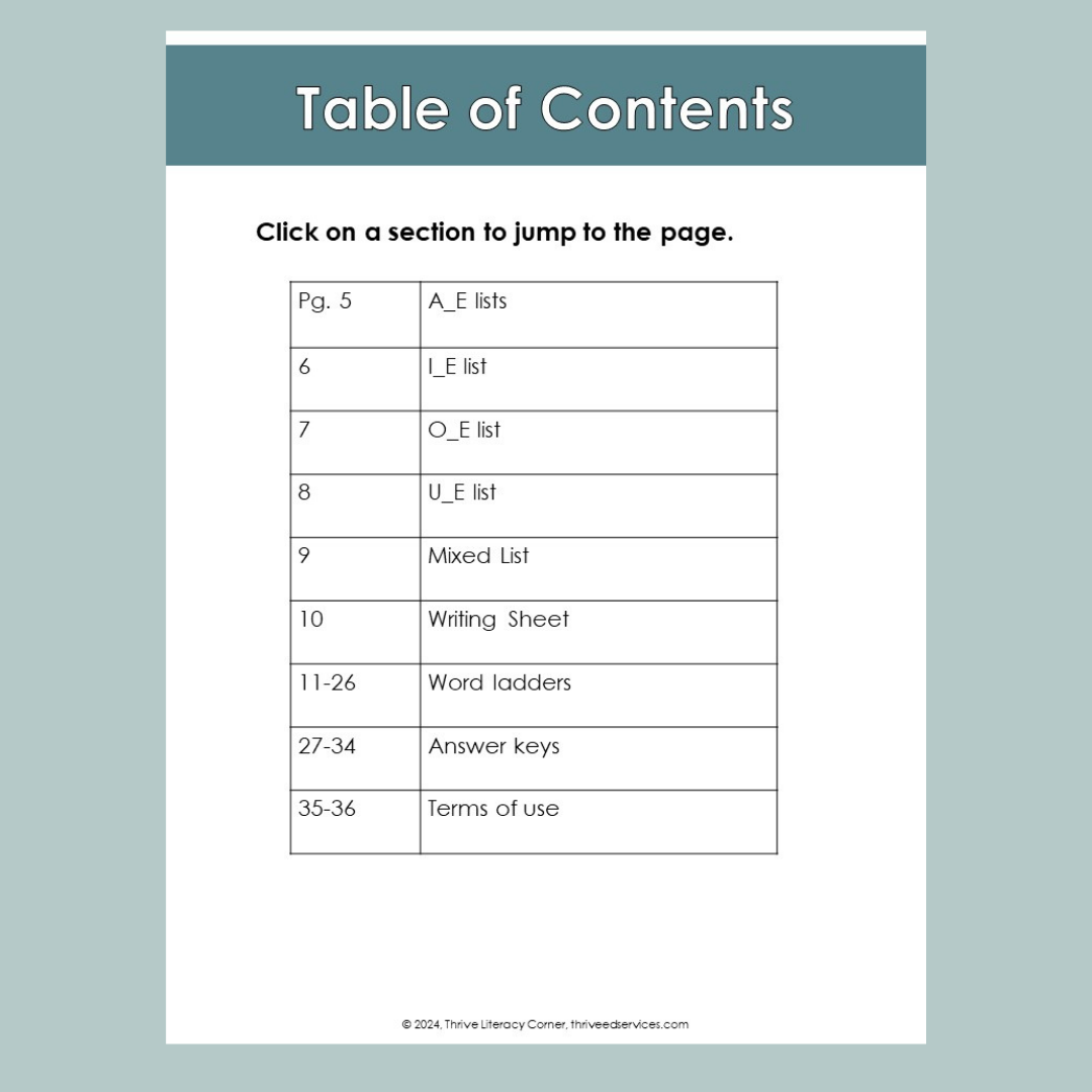CVCe - Word Chains & Word Ladders