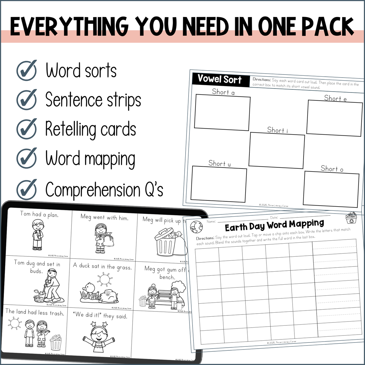 Earth Day Decodable Reader and Activities for Kindergarten First Grade UFLI Lessons 1-53