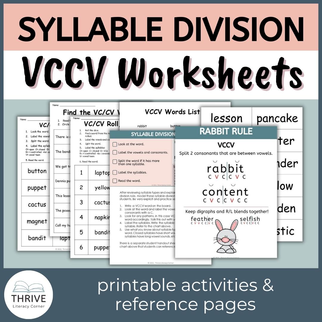 VCCV Syllable Division Worksheets Thrive Literacy Corner Shop vccv-syllable-division-worksheets-thrive-literacy-corner-shop