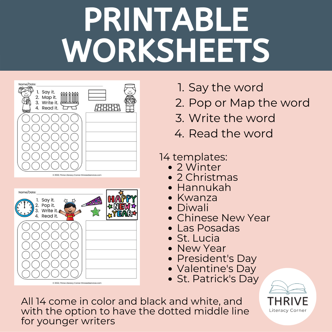 Winter Pop It Word Mapping Templates 2