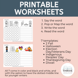 Fall Pop It Word Mapping Templates