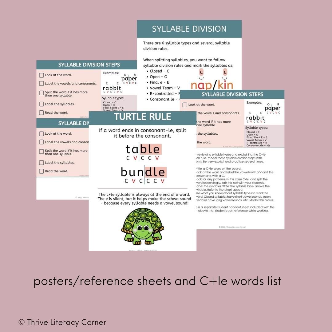 Consonant le Worksheets Syllable Division 3