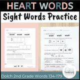 Heart Words - Dolch Sight Words Second Grade Worksheets