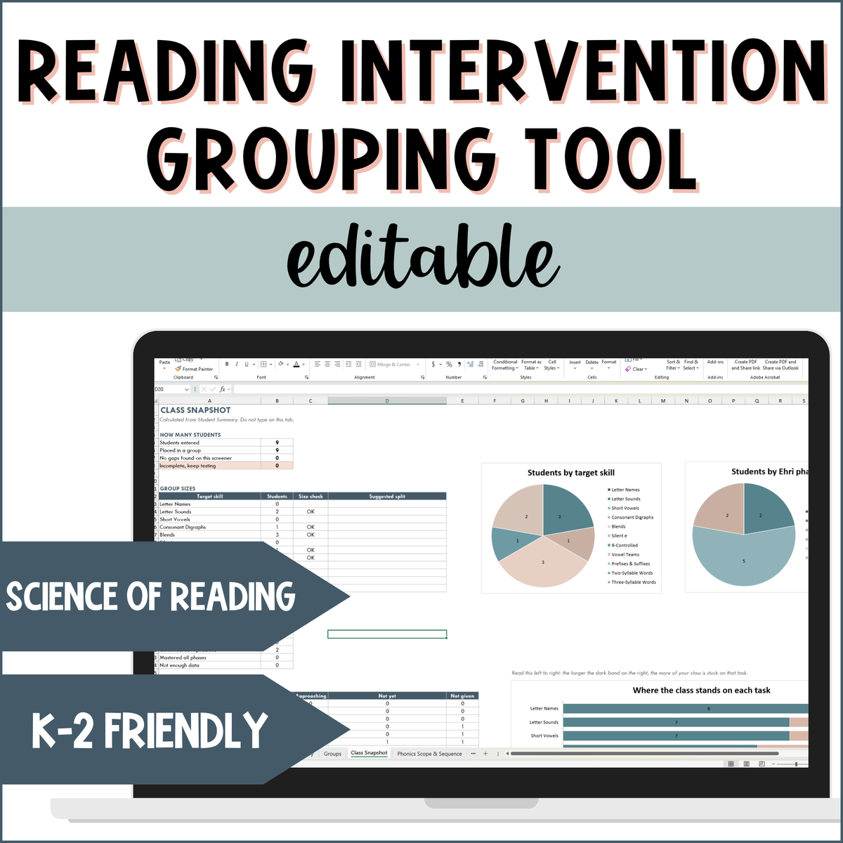 Reading Intervention Data Tracker & Small Group Generator & Planner K-3