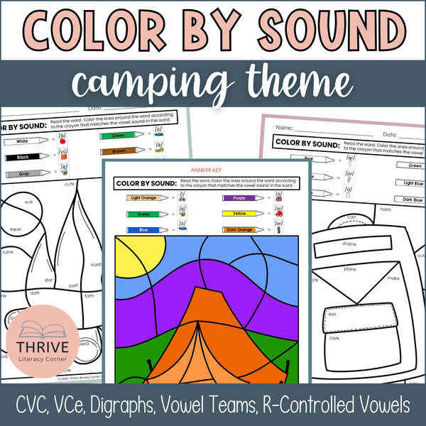 Phonics Color By Sound Worksheets - Camping Theme