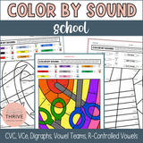 Phonics Color By Sound Worksheets -School Themed