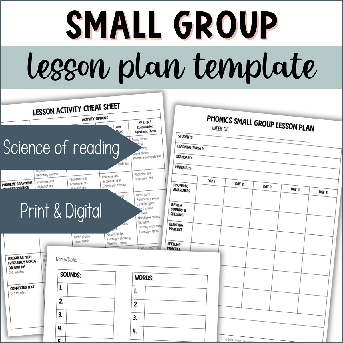 Science of Reading Small Group Lesson Plan Templates