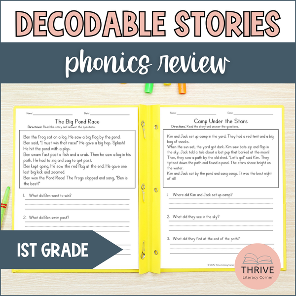 Decodable Passages with Comprehension Questions for 1st Grade Science of Reading