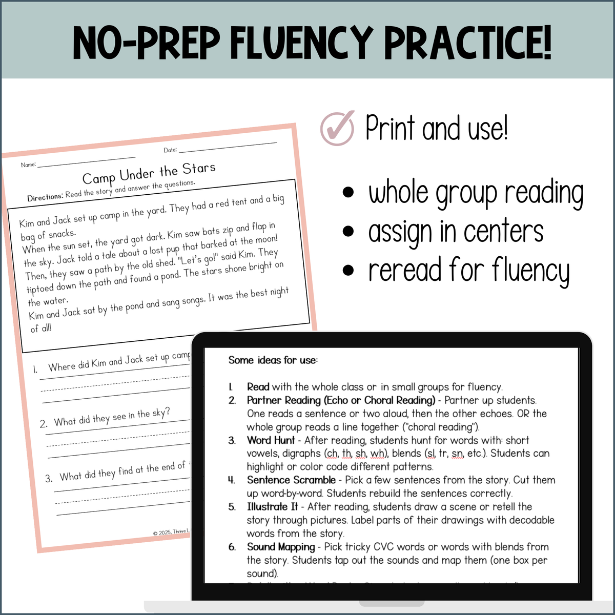 Decodable Passages with Comprehension Questions for 1st Grade Science of Reading
