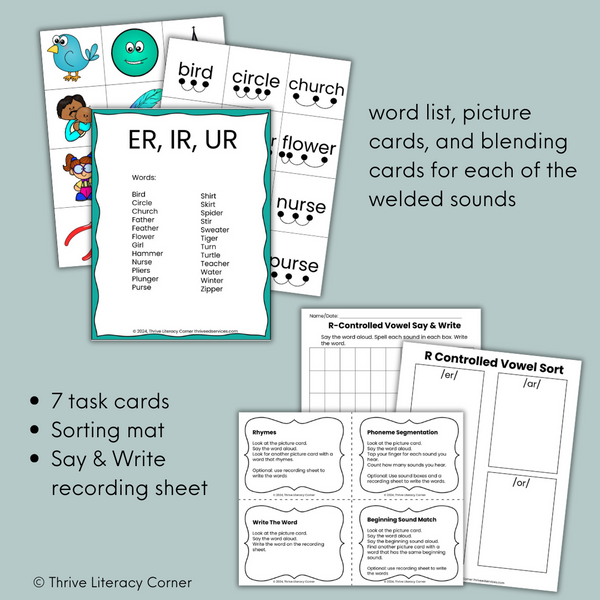 R Controlled Vowels Segmenting & Blending Cards