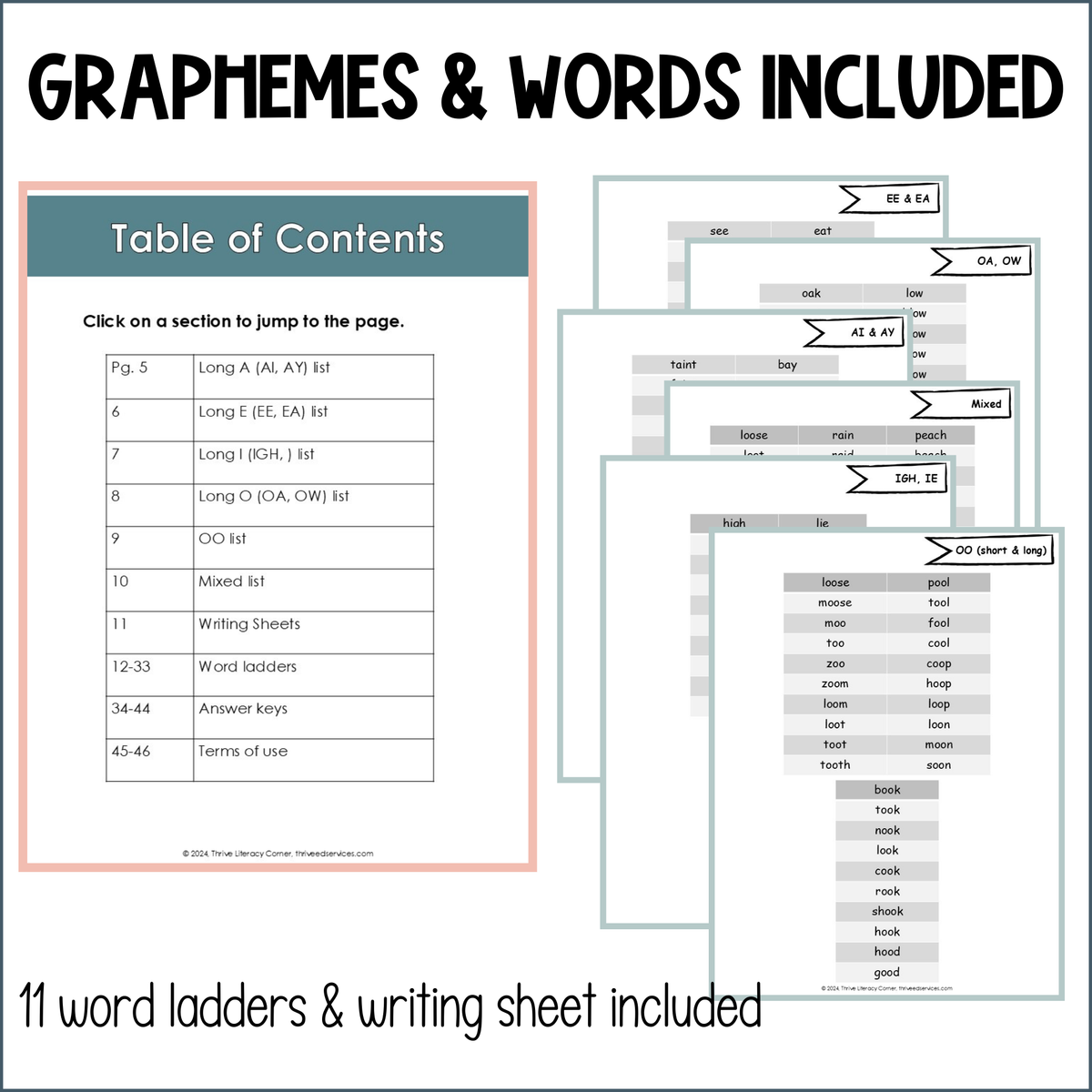 Vowel Team Word Chains & Word Ladders