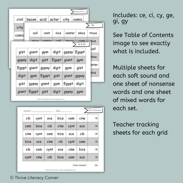 Soft C and G Fluency Grids