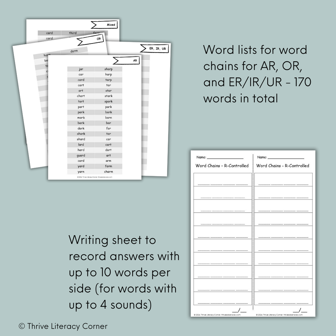 R-Controlled Vowels - Word Chains & Word Ladders