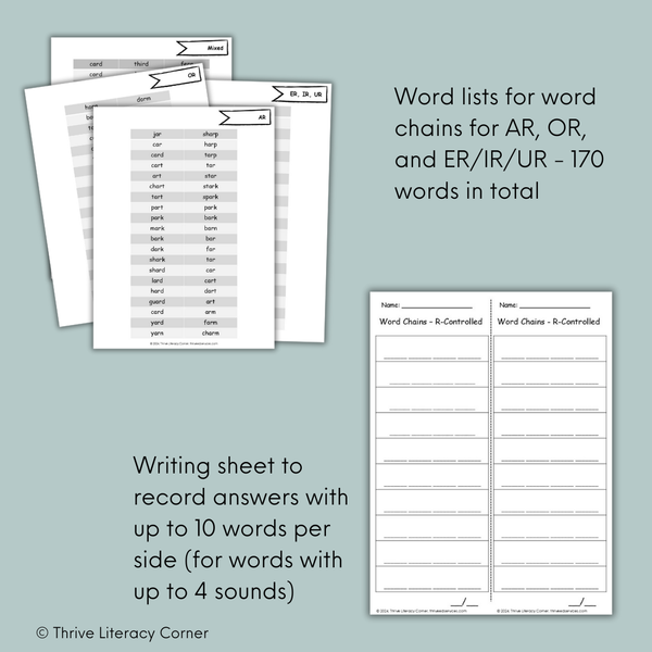 R-Controlled Vowels - Word Chains & Word Ladders