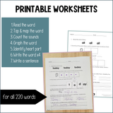 Dolch Sight Words Worksheets Bundle Word Lists Checklists Assessments Heart Word