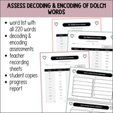 Dolch Sight Word Assessment Checklist Word Lists Heart Words Progress Monitoring