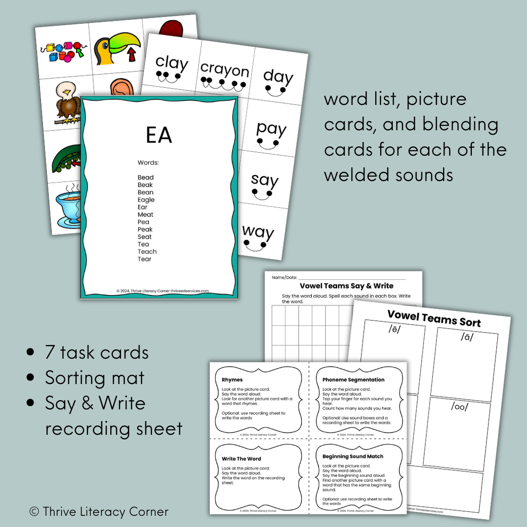 Vowel Teams Segmenting & Blending Cards 2