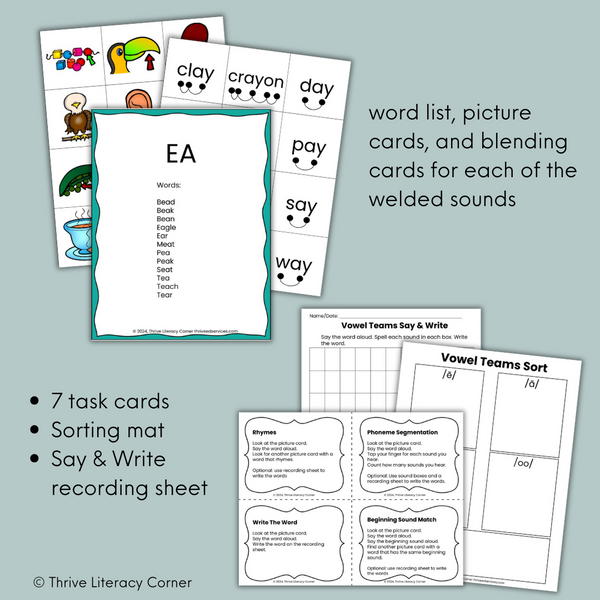 Vowel Teams Segmenting & Blending Cards 2