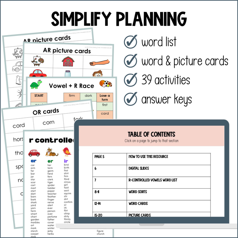 R-Controlled Vowels Worksheets & Activities