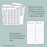 Consonant Blends - Word Chains & Word Ladder Worksheets