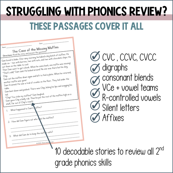 Science of Reading Decodable Passages with Comprehension Questions for 2nd Grade