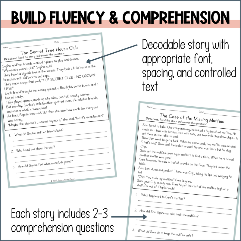 Science of Reading Decodable Passages with Comprehension Questions for 2nd Grade