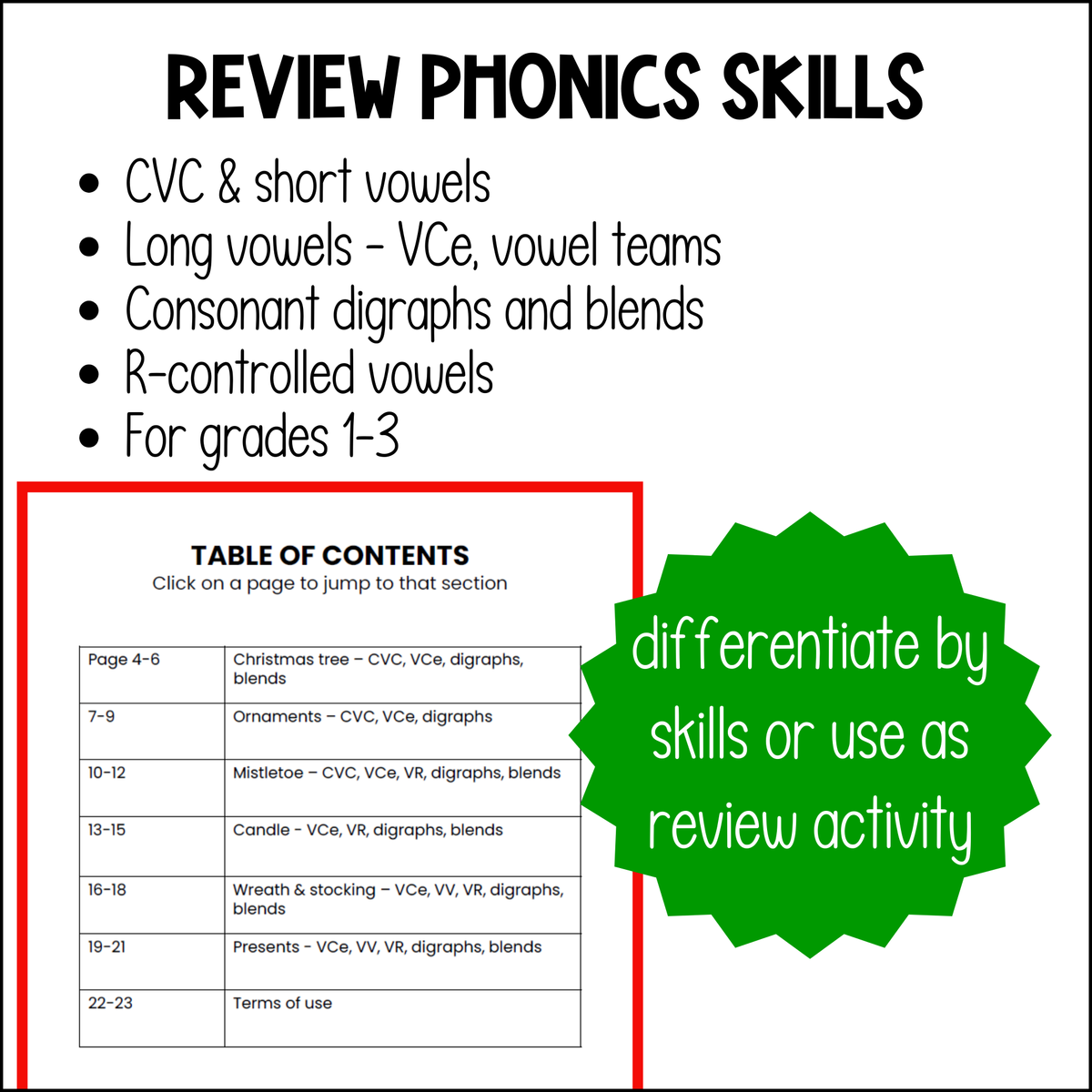 Christmas Phonics Color By Sound Worksheets