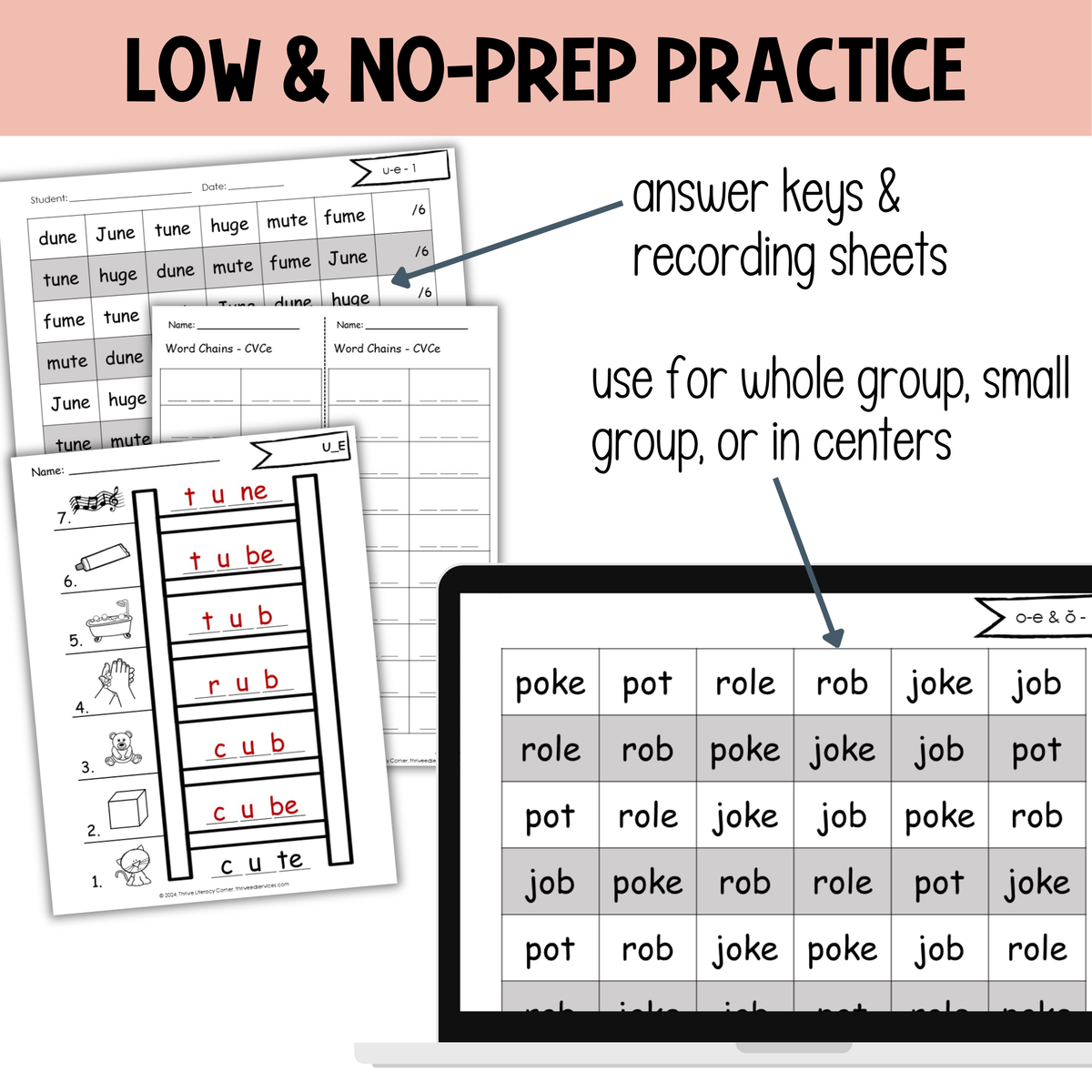 Magic E CVCe Silent E Worksheets, Activities, and Centers BUNDLE