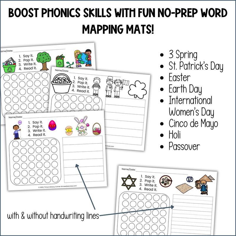 Spring Pop It Word Mapping Templates