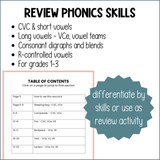 Phonics Color By Sound Worksheets - Camping Theme