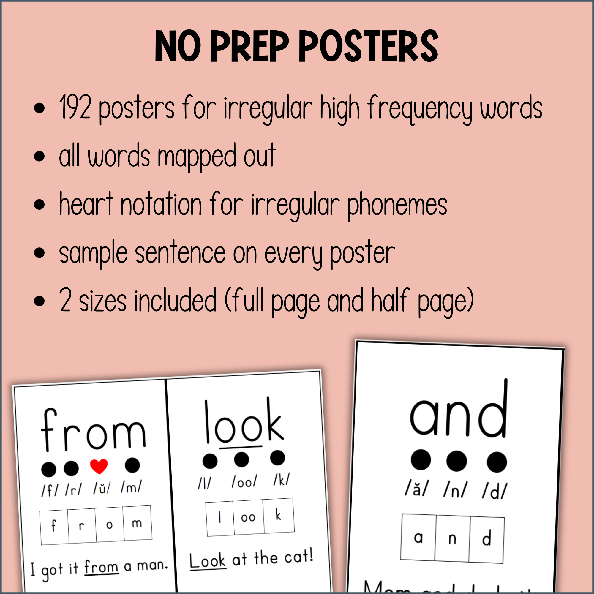 Heart Words Posters Bulletin Board Word Wall UFLI Science of Reading ...