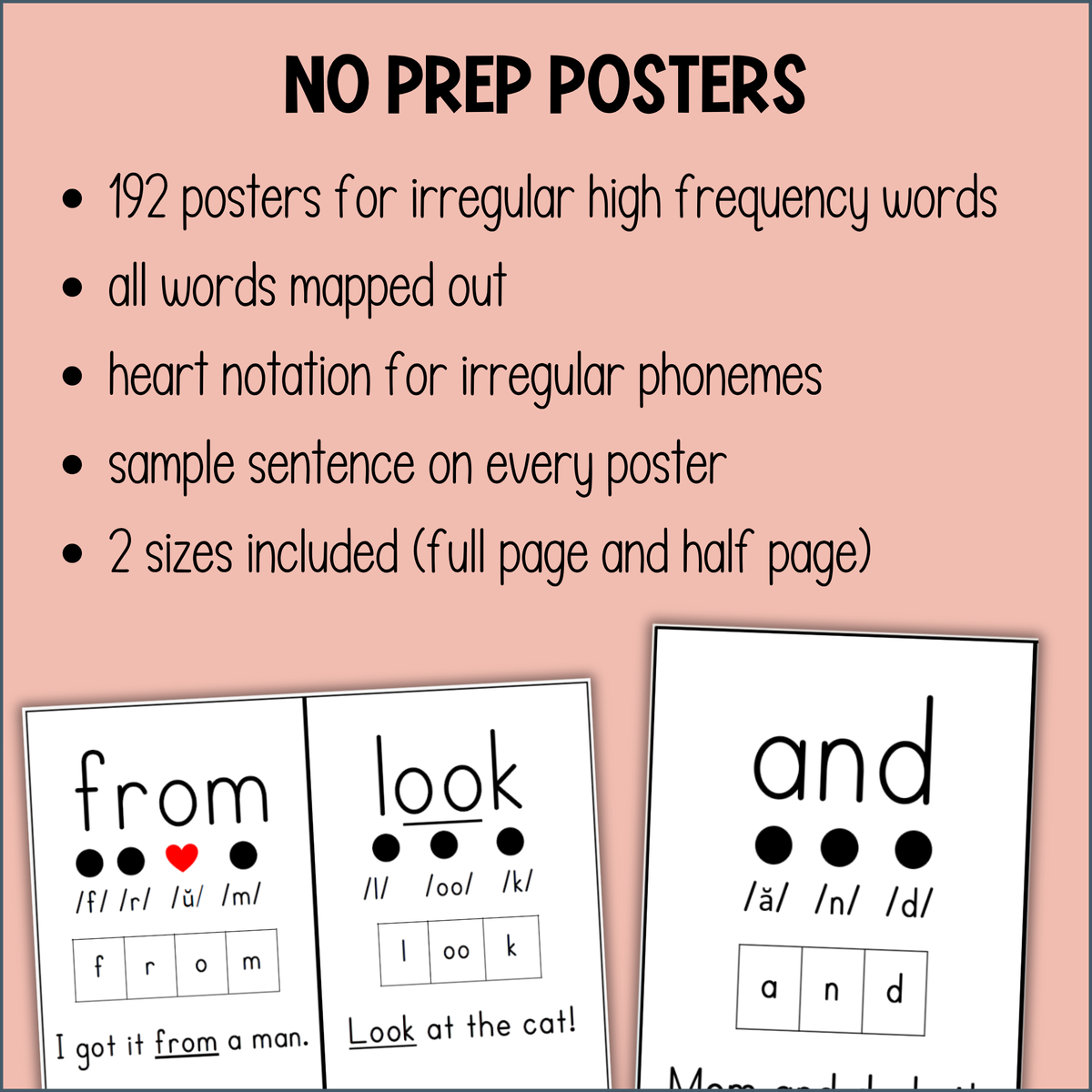 Heart Words Posters Bulletin Board Word Wall UFLI Science of Reading
