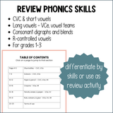 Phonics Color By Sound Worksheets -School Themed