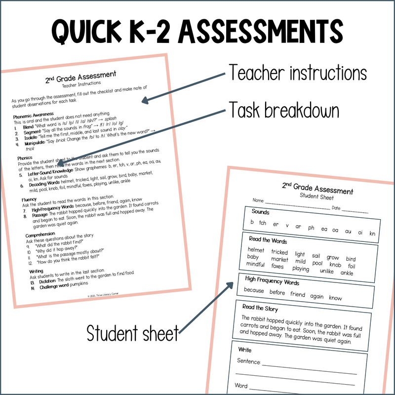 Printable Small Group Assessment for Creating Small Groups SOR-Aligned