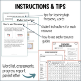 Heart Words Bundle: UFLI Heart Word Practice Sheets, Flash Cards, Slides, Word List, Assessment, Parent Letter