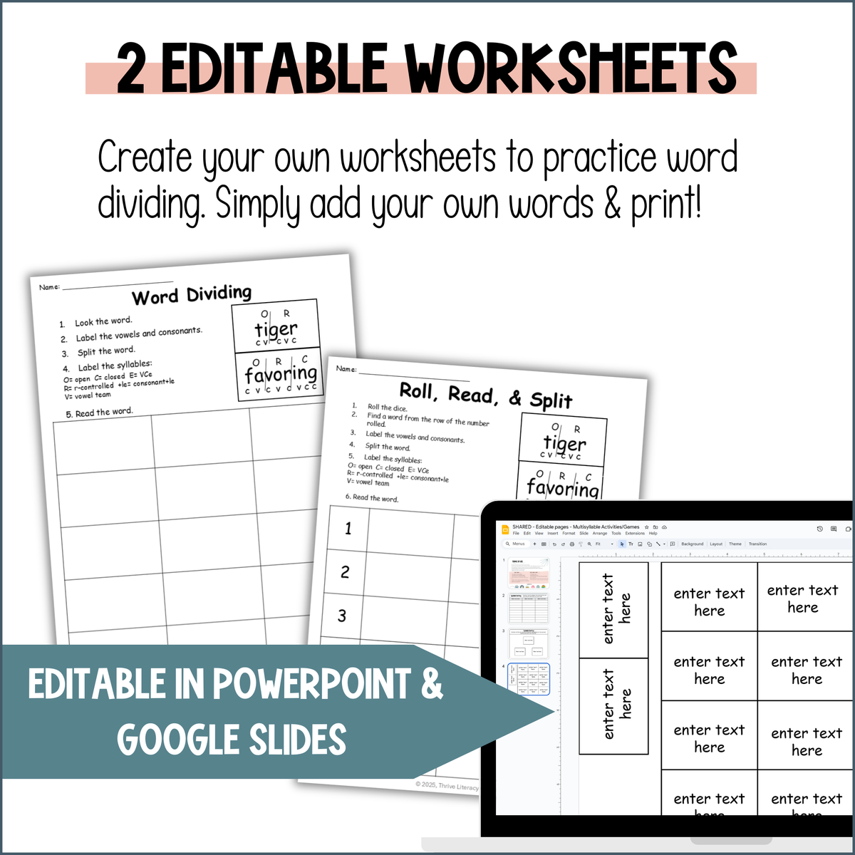 Multisyllabic Words Practice Printable Games & Editable Worksheets