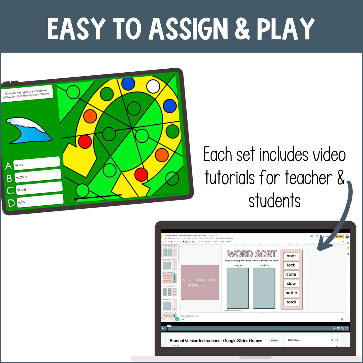 Digital Phonics Games BUNDLE for Literacy Centers K-2